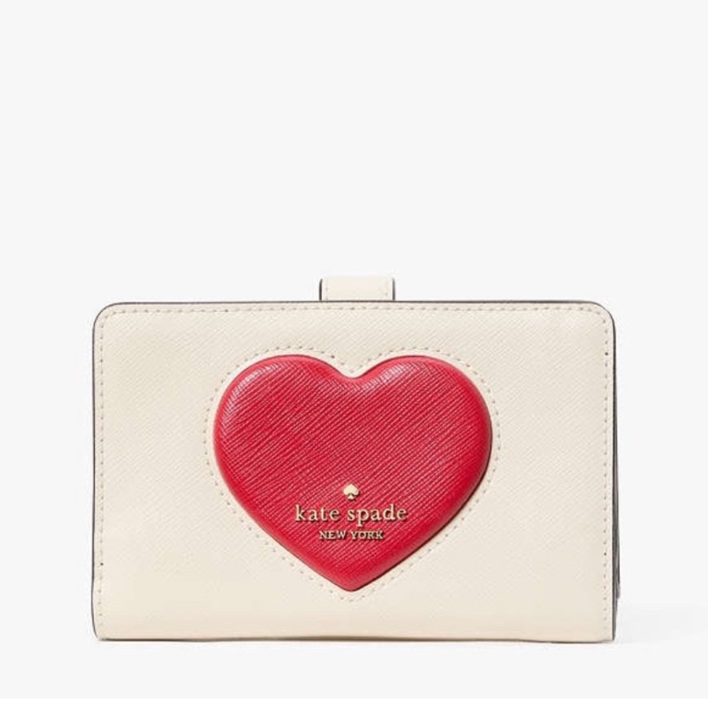NWT Kate Spade NY Madison Puffy Heart Medium Bifold Wallet Meringue Multi ♠️ NEW - Picture 13 of 16
